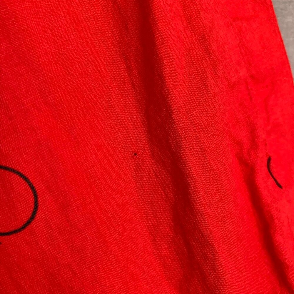 Vintage Handmade Red bicycle ruffled hem full cotton midi skirt, XS - Picture 6 of 8